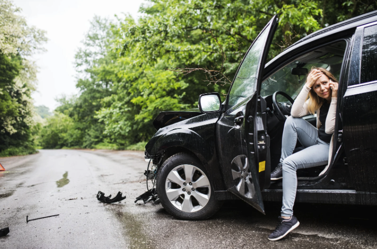 Female in a car accident